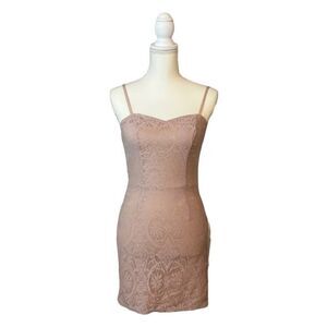 Dress The Population Leanne Soft Pink Bodycon Lace Detail Dress NWT US S